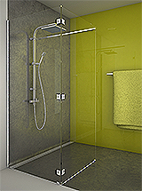 shower screen WI angle 2 fixed square stiffener anodised aluminium PSS effect