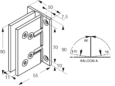 fixing  capsi façade tube 20x20 polished stainless steel